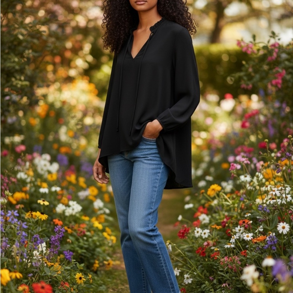 Everleigh Elegant Black Women's Blouse